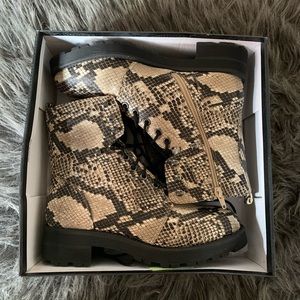 Snake skin combat boots